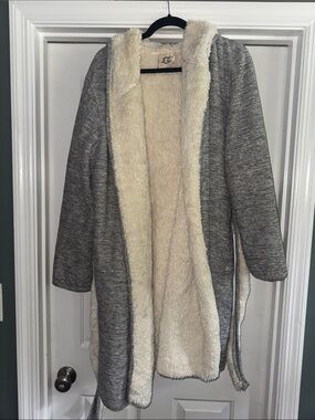 UGG Cream Shearling-Lined Coat/Robe with Branded Tag